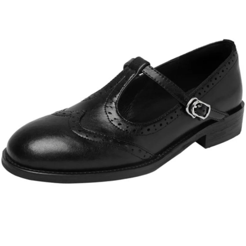 Vivian - Chaussures Mary Jane à bride en T et boucle à talon bloc bas