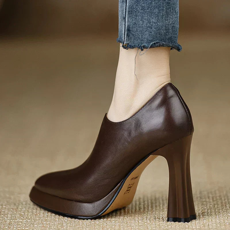 Giselle - Escarpins à talons hauts, plateforme, talon bloc, fermeture éclair latérale