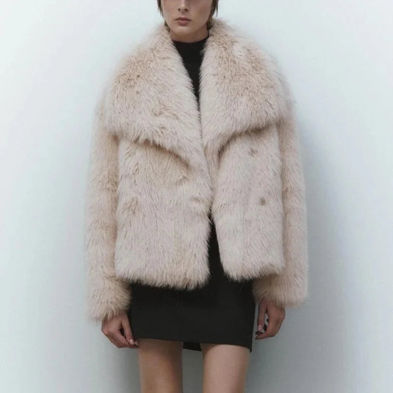 Nikki - Manteau d'hiver dégradé de fausse fourrure de luxe
