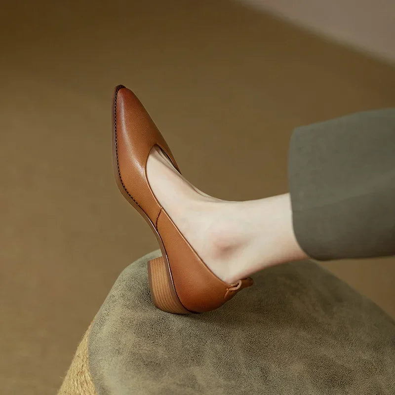 Harriet - Escarpins à talons blocs, chaussures de travail à bout pointu et à enfiler