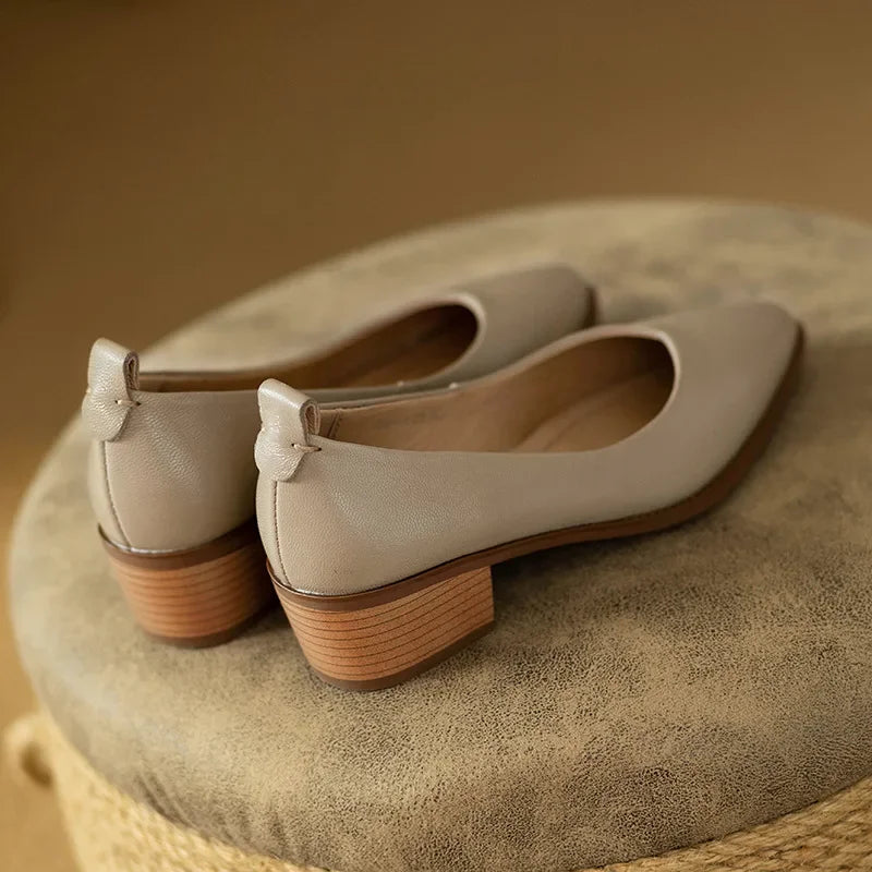 Harriet - Escarpins à talons blocs, chaussures de travail à bout pointu et à enfiler