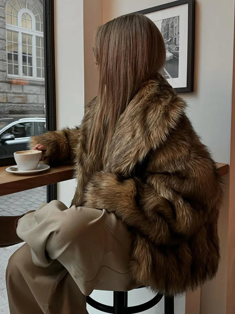 Kim - Manteau d'hiver en fourrure moelleuse, veste surdimensionnée en peluche