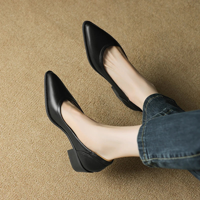 Cora - Escarpins à talons blocs à bout pointu et chaussures à talons mi-hauts