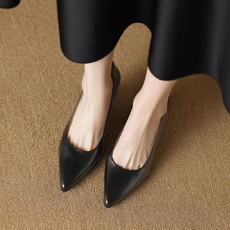 Venetia - Escarpins à talons blocs et bout pointu, talons de travail à enfiler
