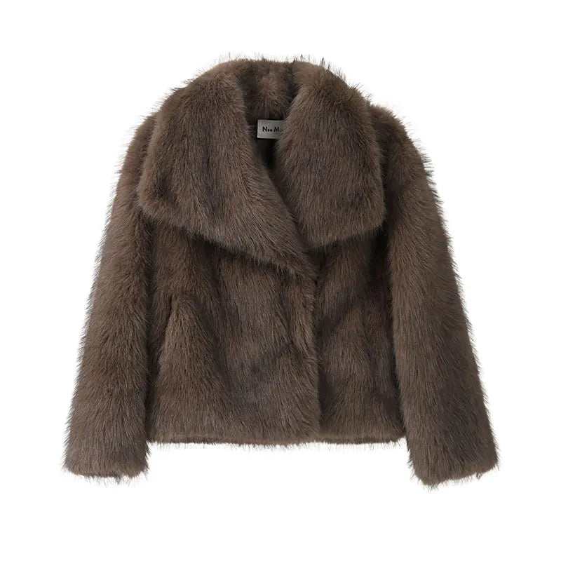 Nikki - Manteau d'hiver dégradé de fausse fourrure de luxe