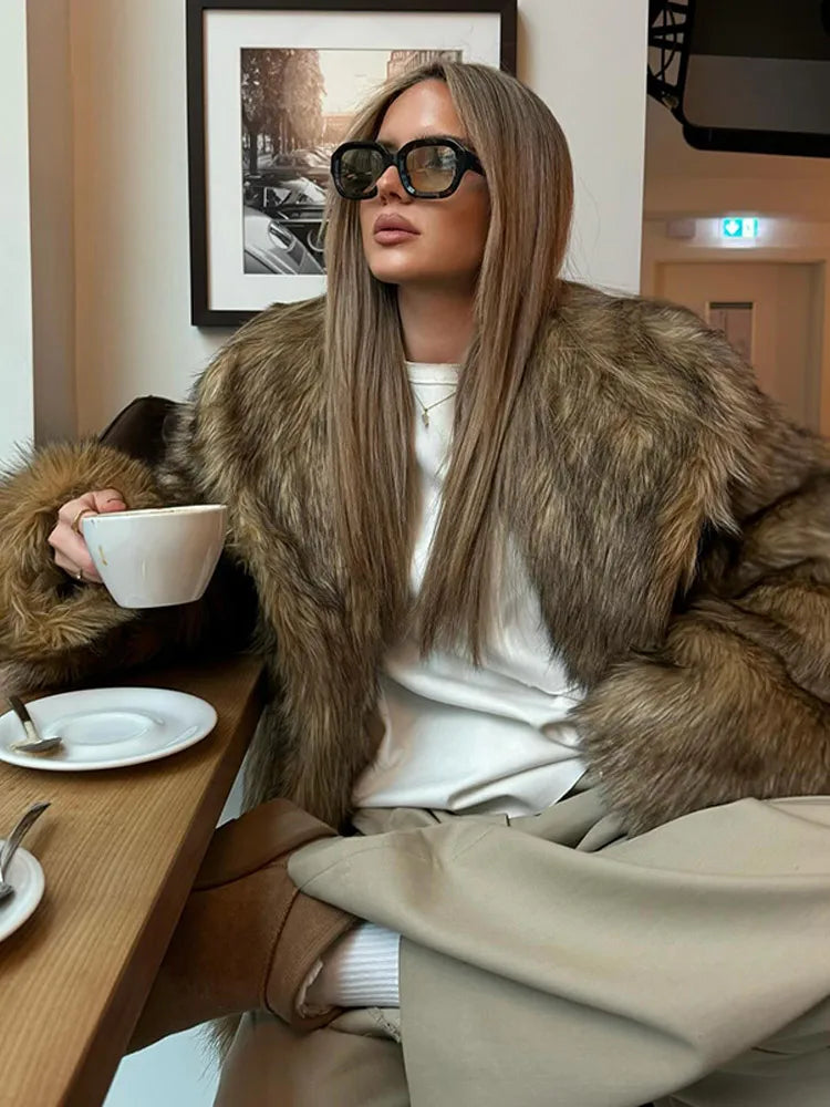 Kim - Manteau d'hiver en fourrure moelleuse, veste surdimensionnée en peluche
