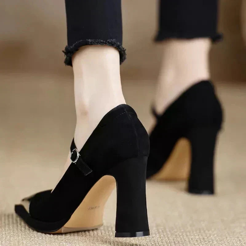 Serena - Mary Jane Escarpins à talons hauts avec bout renforcé et bride à talon bloc