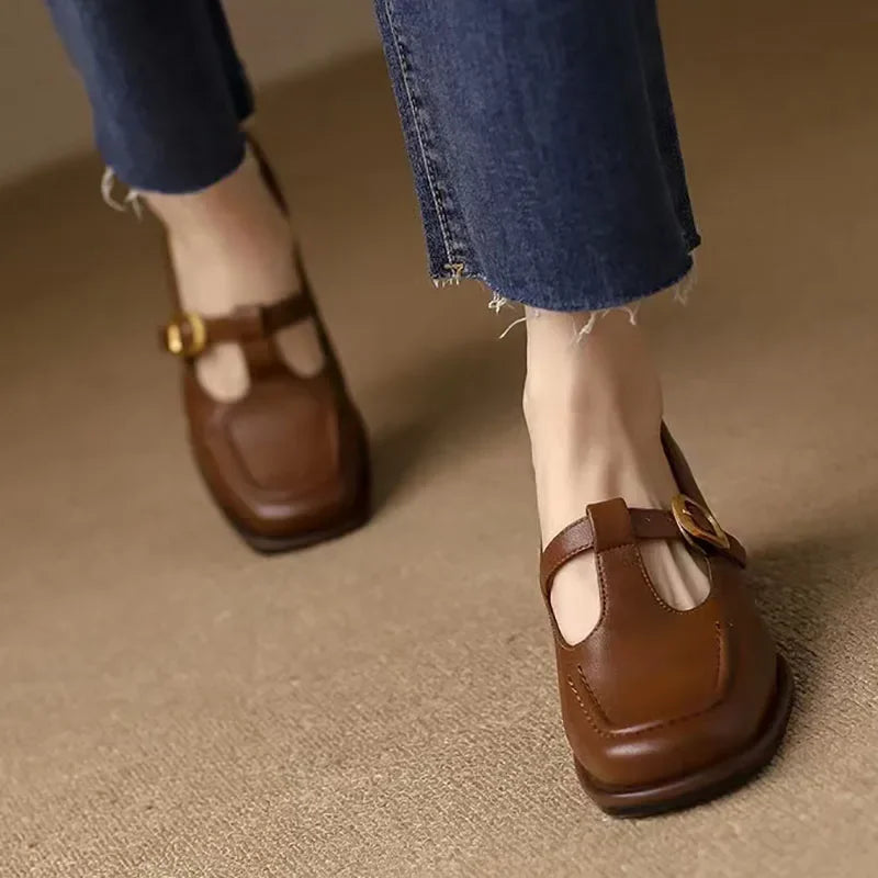 Wren - Chaussures Mary Jane à bride en T, bout carré, talon bloc bas