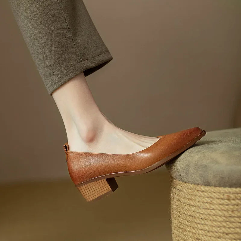 Harriet - Escarpins à talons blocs, chaussures de travail à bout pointu et à enfiler