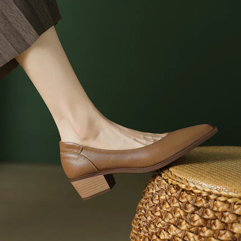 Cora - Escarpins à talons blocs à bout pointu et chaussures à talons mi-hauts