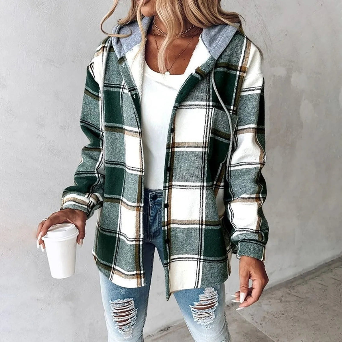 ELEANOR - Veste à capuche à carreaux