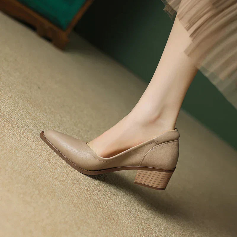 Cora - Escarpins à talons blocs à bout pointu et chaussures à talons mi-hauts