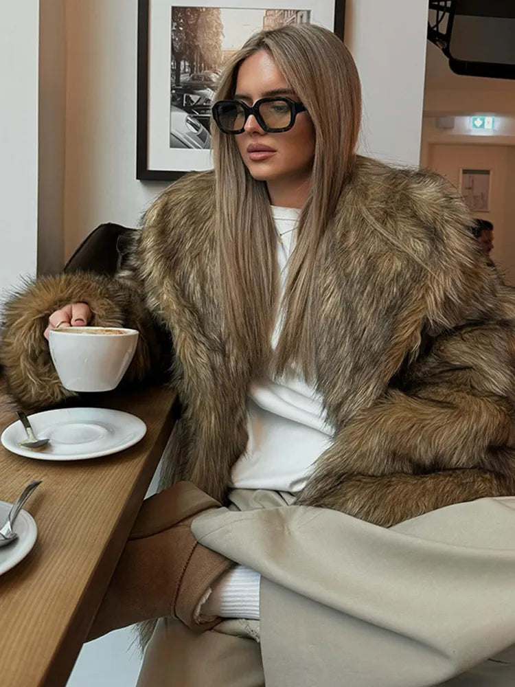 Kim - Manteau d'hiver en fourrure moelleuse, veste surdimensionnée en peluche