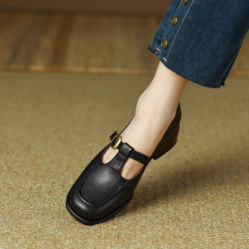 Wren - Chaussures Mary Jane à bride en T, bout carré, talon bloc bas