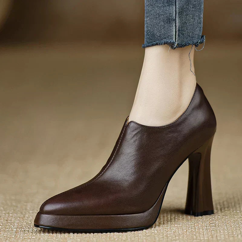 Giselle - Escarpins à talons hauts, plateforme, talon bloc, fermeture éclair latérale