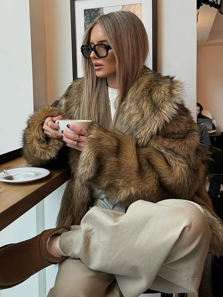 Kim - Manteau d'hiver en fourrure moelleuse, veste surdimensionnée en peluche