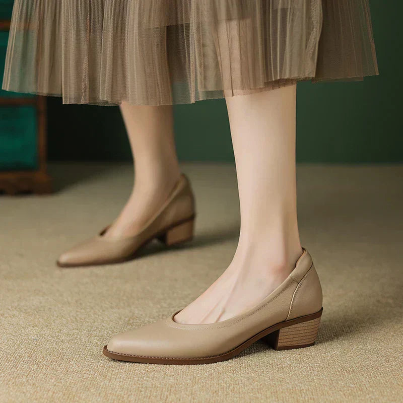 Cora - Escarpins à talons blocs à bout pointu et chaussures à talons mi-hauts