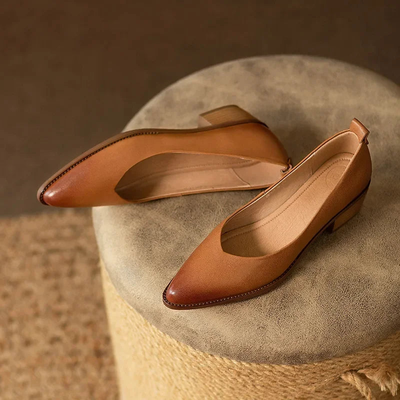 Harriet - Escarpins à talons blocs, chaussures de travail à bout pointu et à enfiler