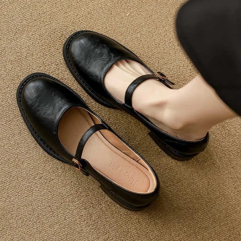Eleanor - Chaussures Mary Jane en cuir avec bride à talon bloc bas