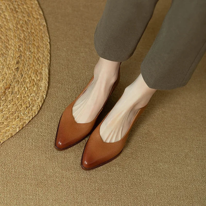 Harriet - Escarpins à talons blocs, chaussures de travail à bout pointu et à enfiler