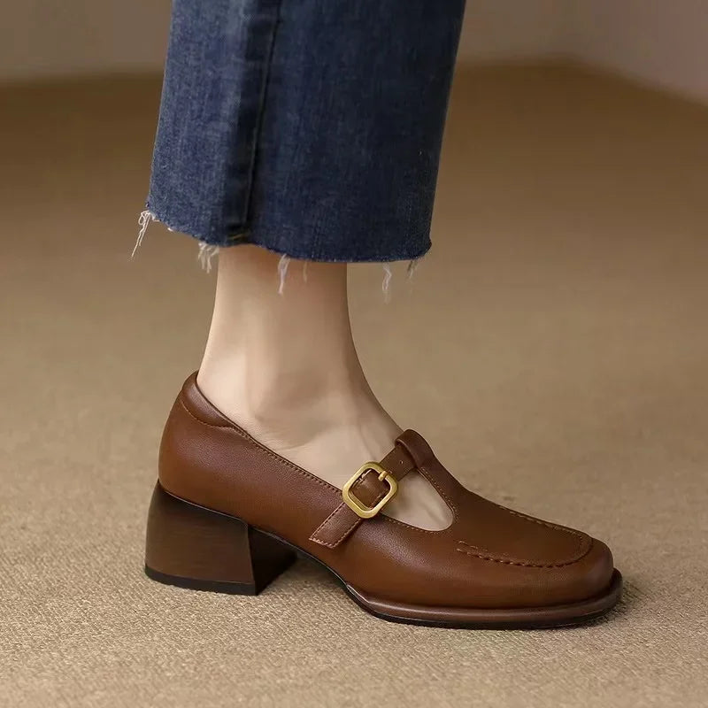 Wren - Chaussures Mary Jane à bride en T, bout carré, talon bloc bas