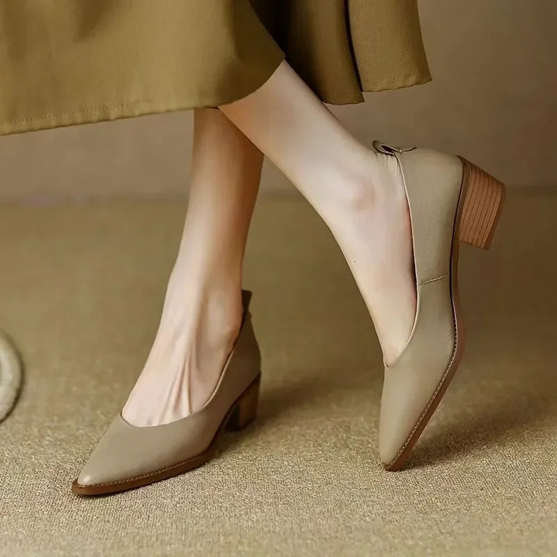 Harriet - Escarpins à talons blocs, chaussures de travail à bout pointu et à enfiler