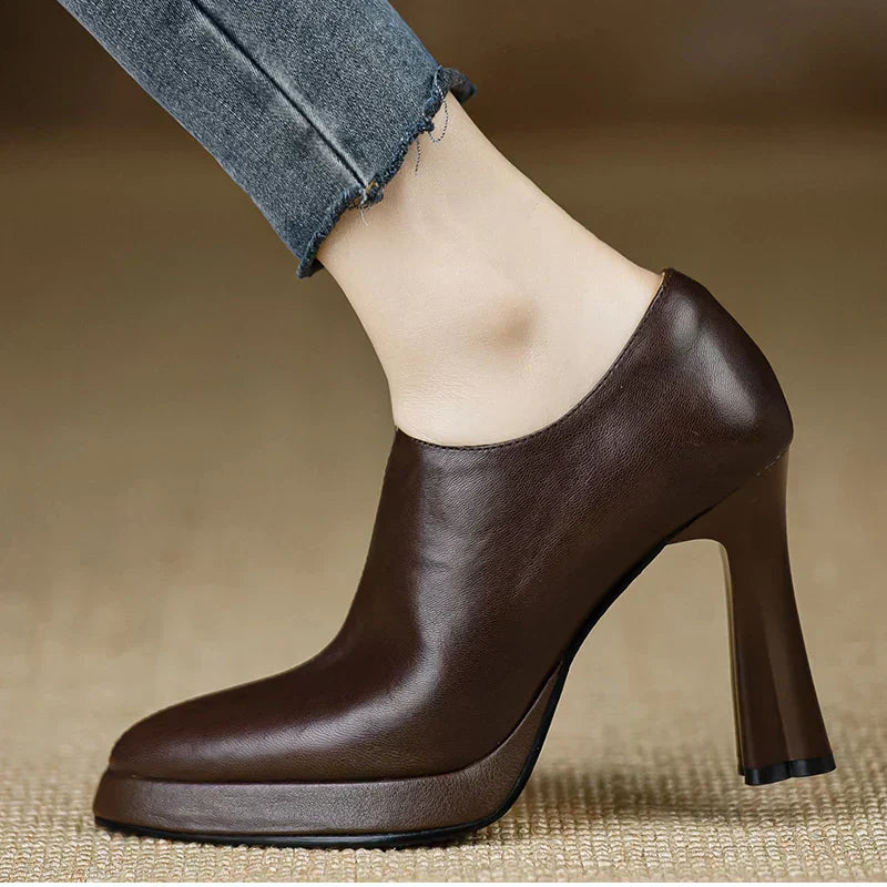 Giselle - Escarpins à talons hauts, plateforme, talon bloc, fermeture éclair latérale