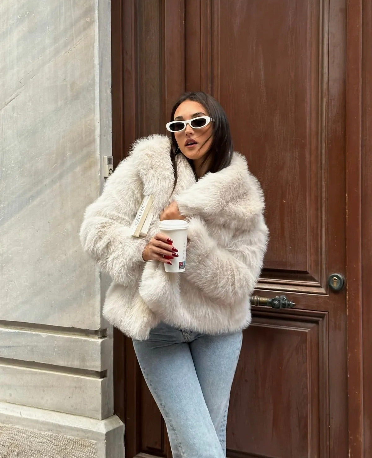 Aiko - Manteau en peluche surdimensionné en fourrure de qualité supérieure, doux au toucher