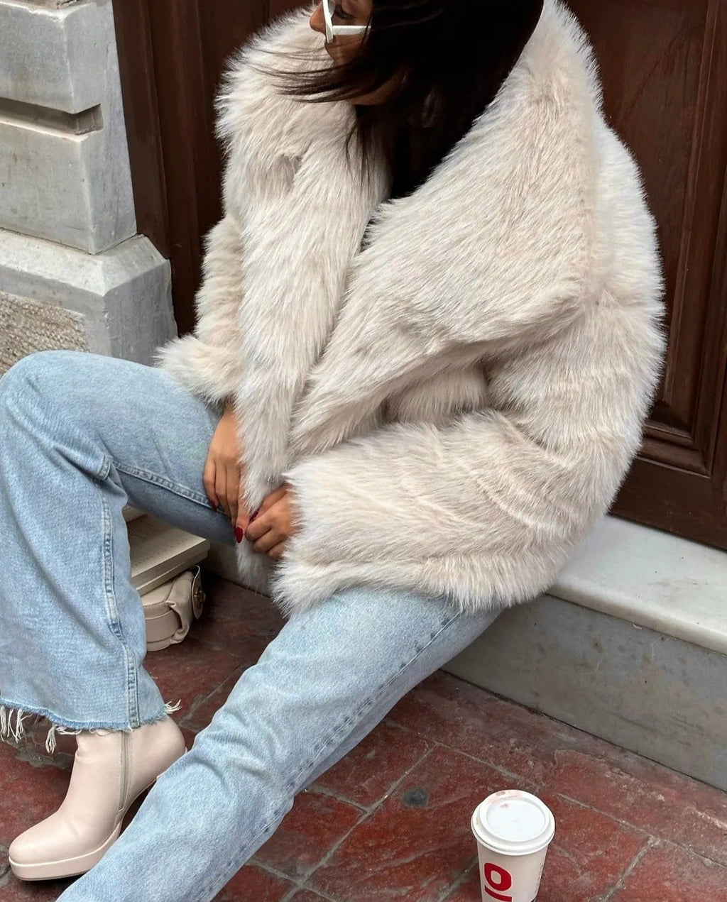 Aiko - Manteau en peluche surdimensionné en fourrure de qualité supérieure, doux au toucher