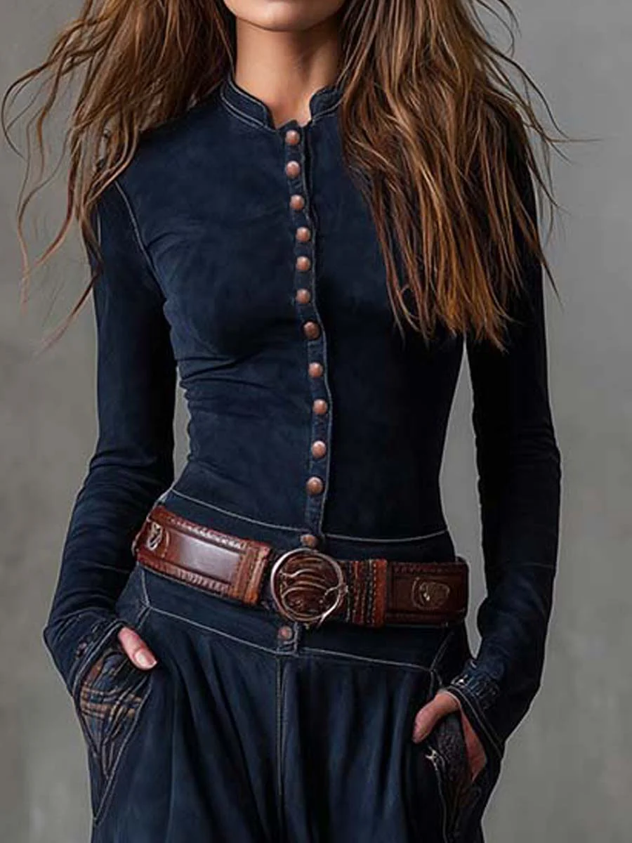 Charlotte - Robe longue à carreaux en daim