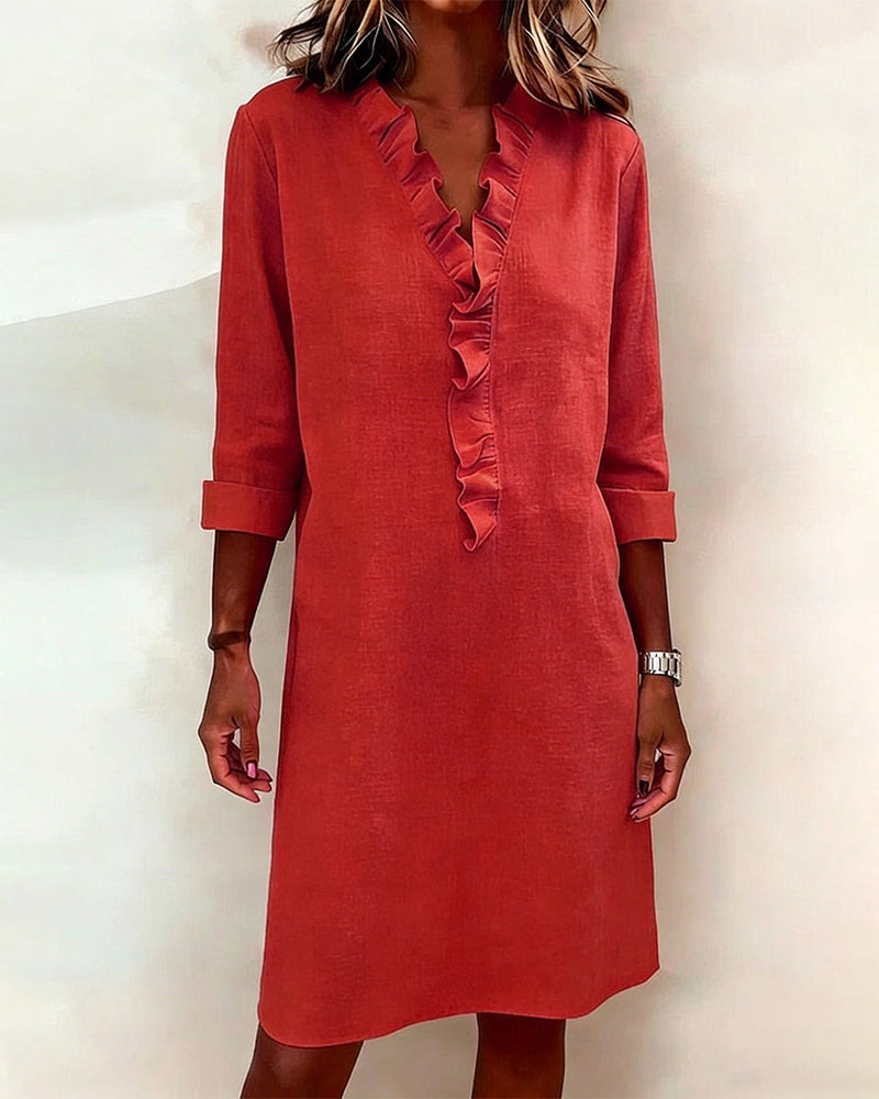Dorelle - Robe droite légère à volants en mélange de lin