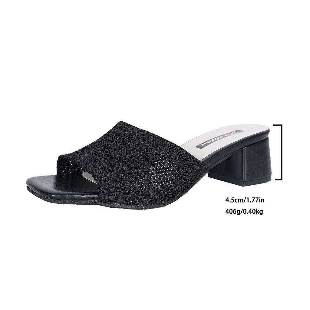 Haisley - Claquettes à talon bloc en tricot, bout ouvert