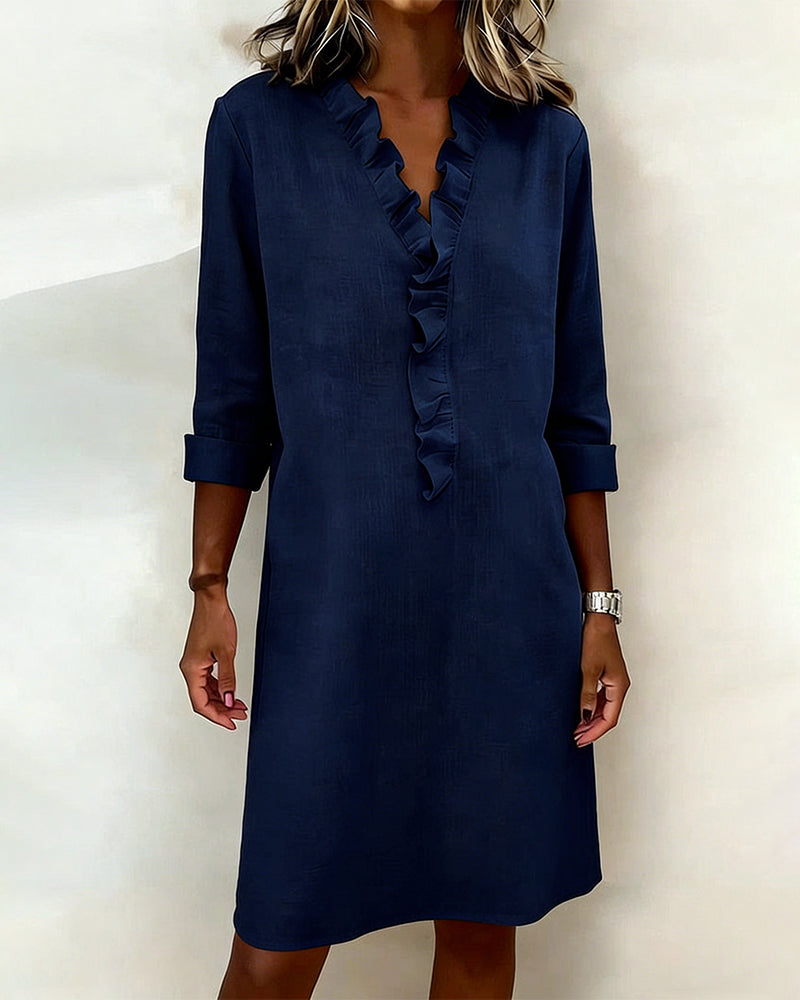Dorelle - Robe droite légère à volants en mélange de lin