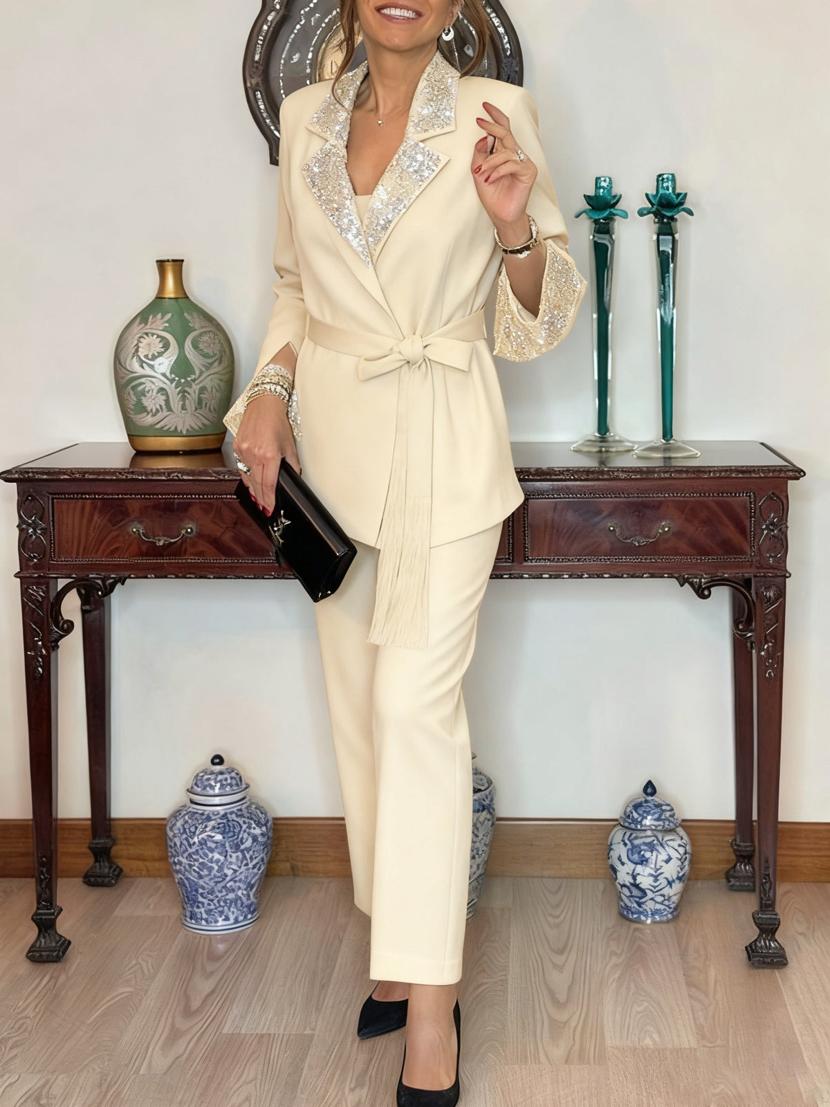 Dorinelle - Ensemble blazer et pantalon à sequins