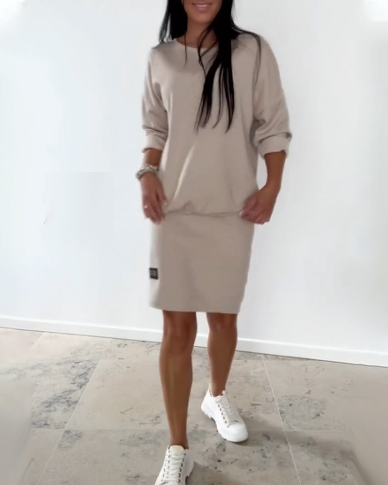 Clemence - Robe droite à manches longues