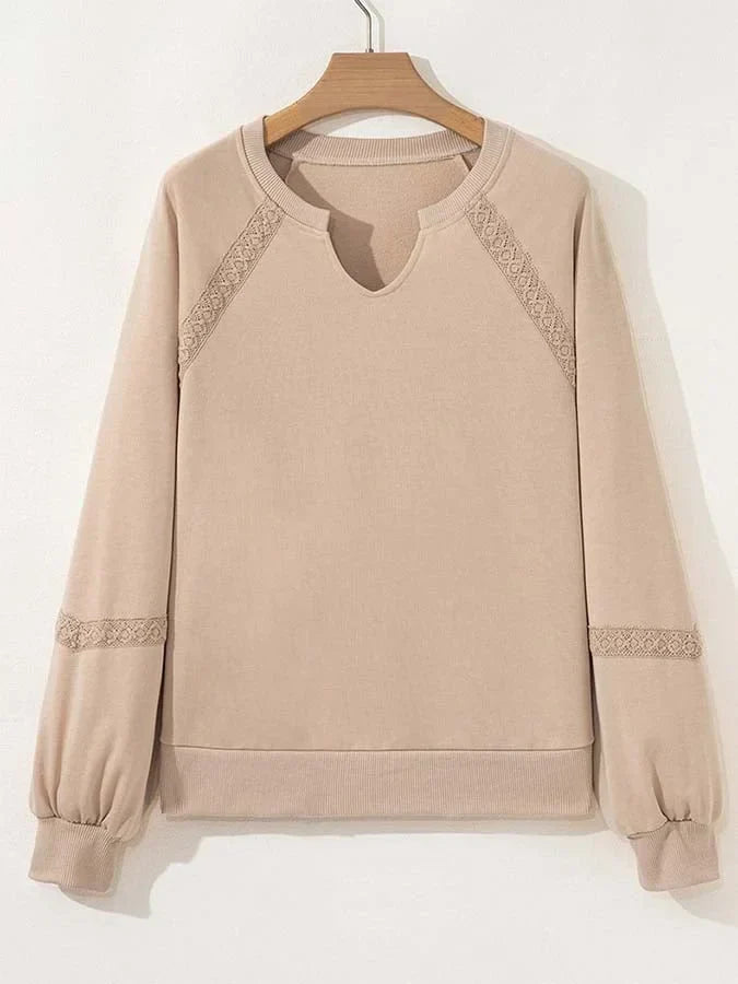 Sam - Sweat-shirt décontracté en dentelle ample et patchwork