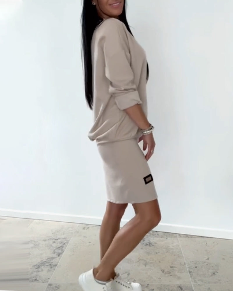 Clemence - Robe droite à manches longues