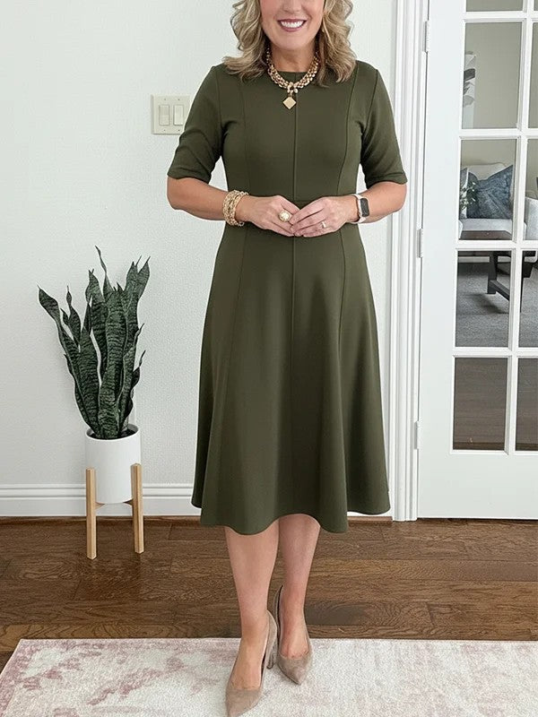 Lorraine - Robe midi évasée à col rond