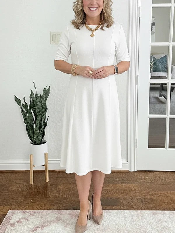 Lorraine - Robe midi évasée à col rond