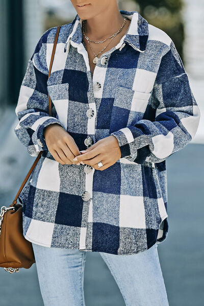 Kath - Veste boutonnée à carreaux avec épaules tombantes