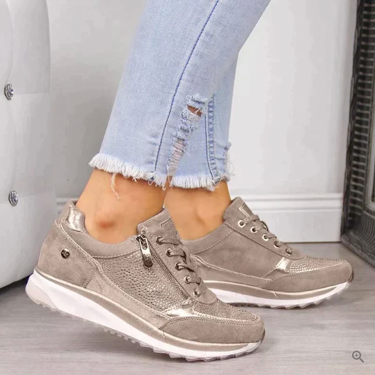 Raina - Baskets à lacets avec fermeture éclair latérale, coupe décontractée