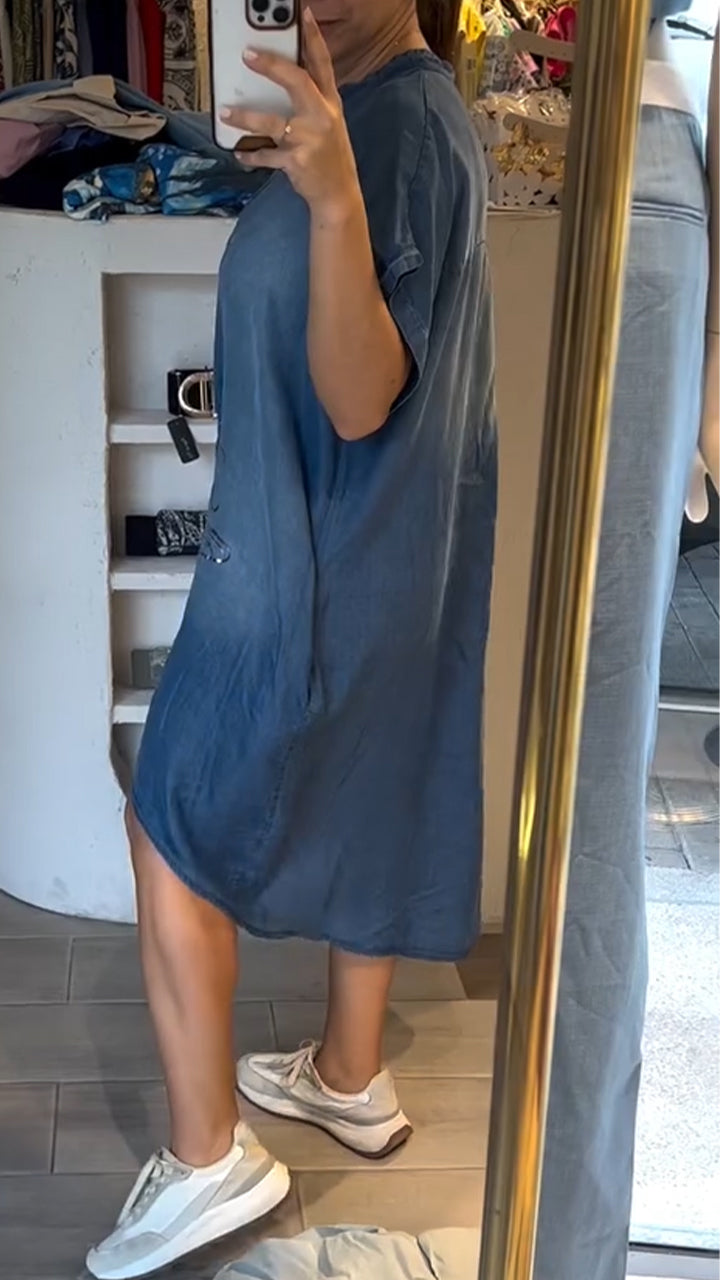 Amandine - Robe en jean boutonnée