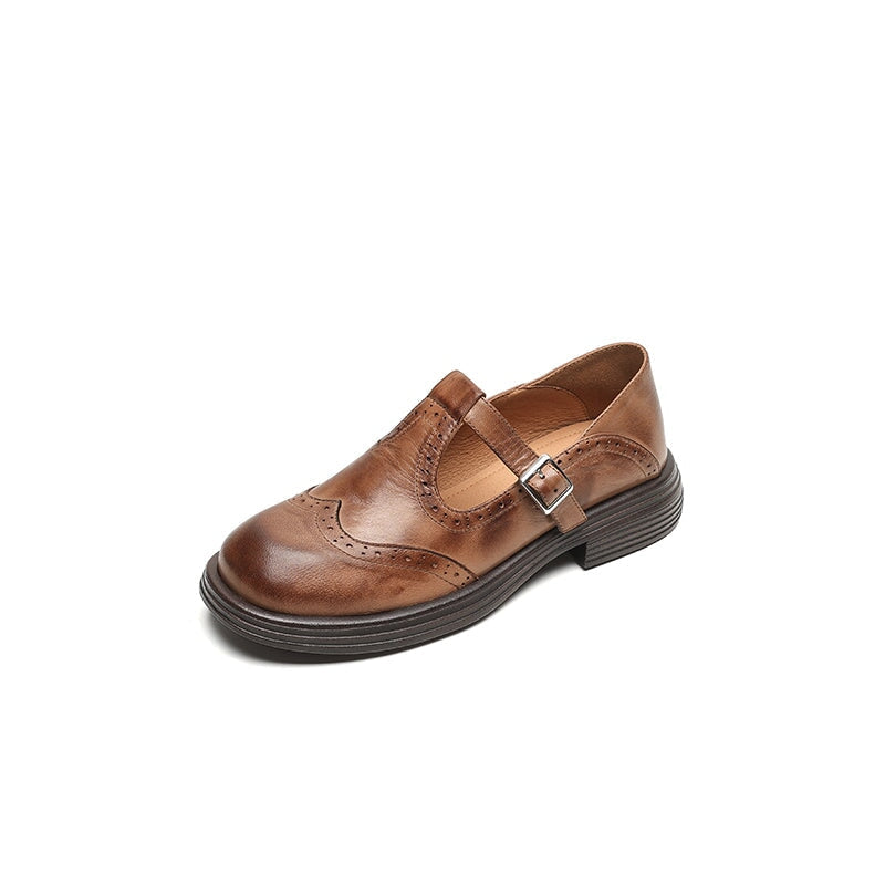 Rosie - Chaussures Mary Jane en cuir à bride en T et talon bloc