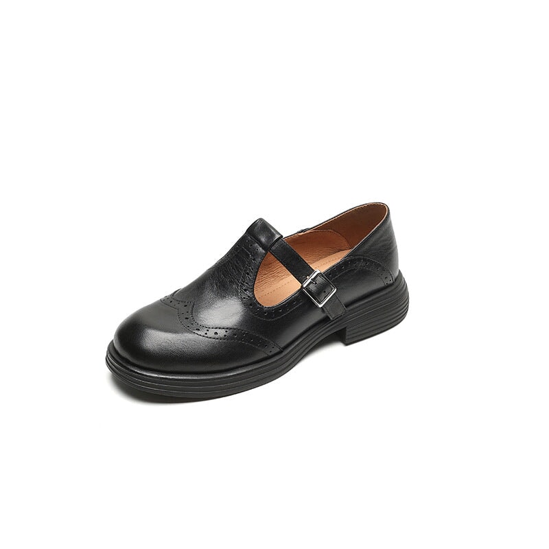 Rosie - Chaussures Mary Jane en cuir à bride en T et talon bloc