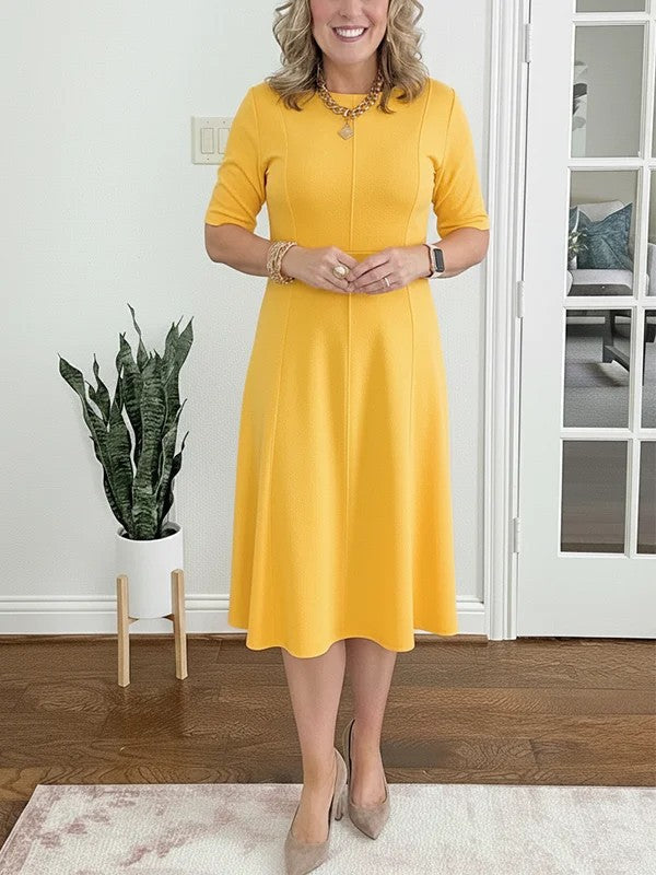 Lorraine - Robe midi évasée à col rond