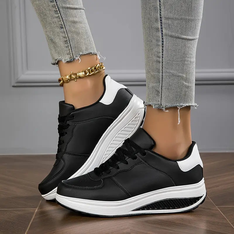 Sable - Baskets à plateforme à lacets, coupe décontractée
