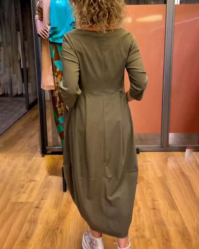 Berenice - Robe à col rond et manches 3/4