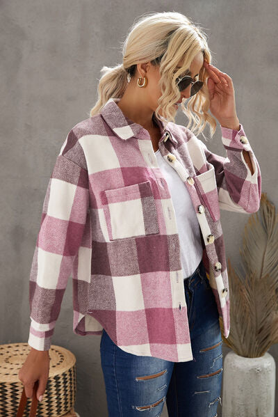 Kath - Veste boutonnée à carreaux avec épaules tombantes