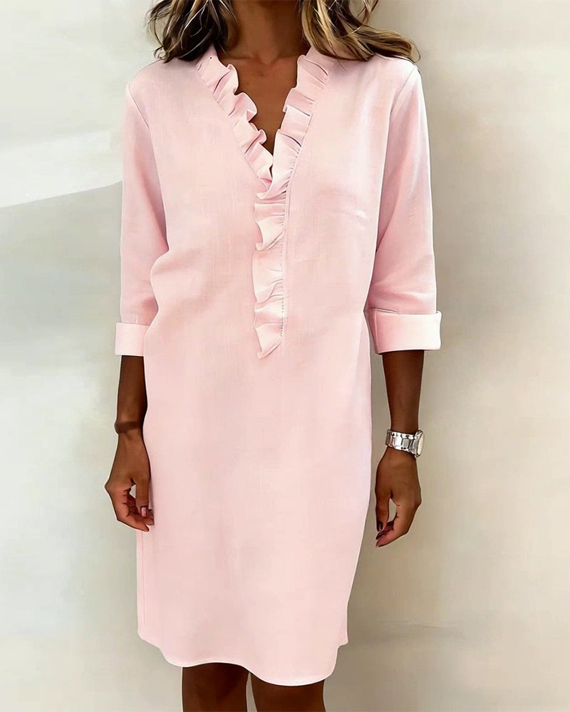 Dorelle - Robe droite légère à volants en mélange de lin