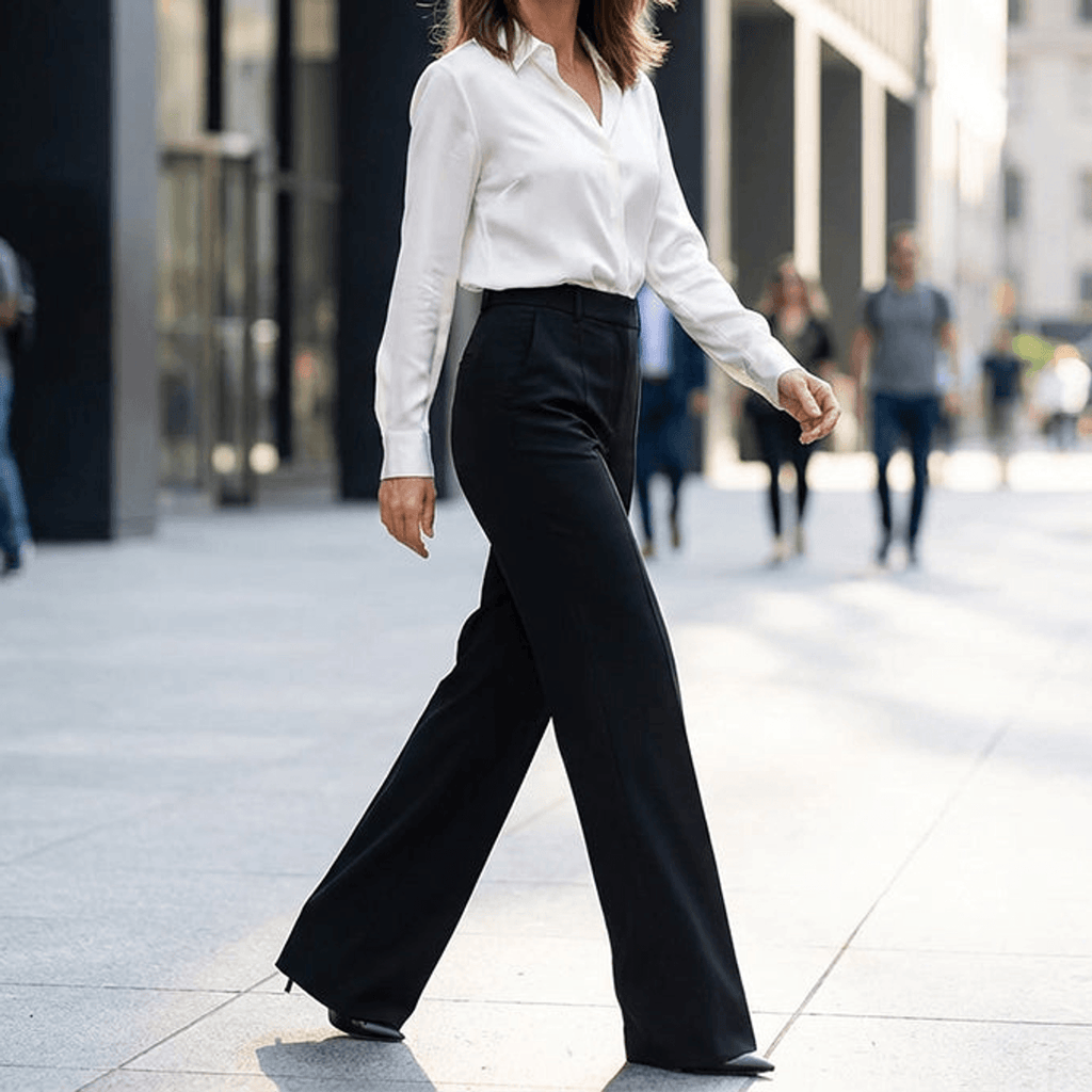 Elara - Pantalon de costume large taille haute